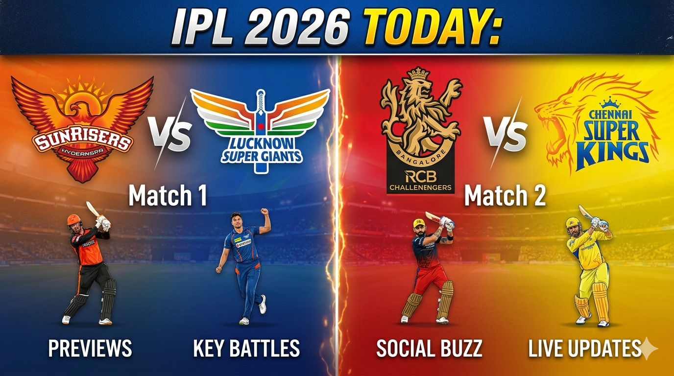 IPL 2026 Today: SRH vs LSG & RCB vs CSK Previews, Social Buzz & Live Updates